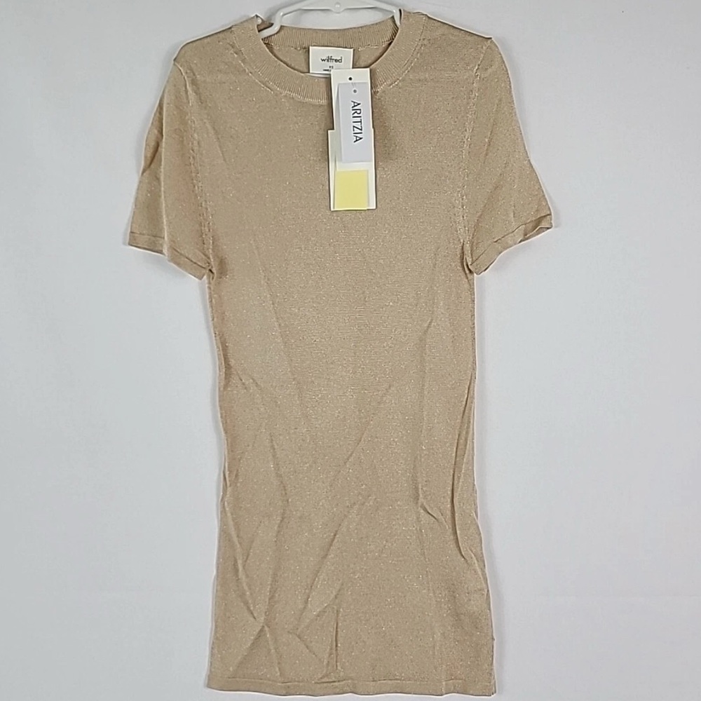 NWT Aritzia Wilfred Infuse Gold Short Sleeve Shirt Size XS MSRP
$68